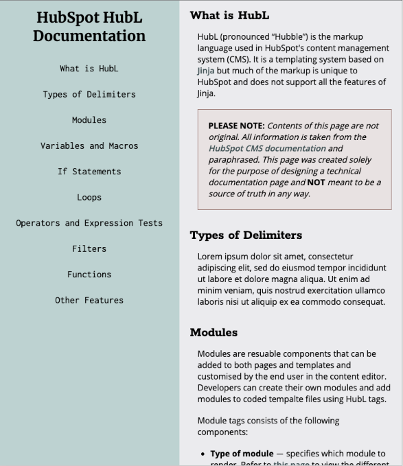 technical documentation project